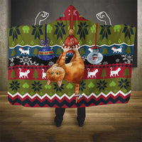 Cat Hanging on Xmas Tree Christmas Hooded Blanket Xmas Holiday Patterns - Wonder Print Shop