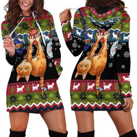 Cat Hanging on Xmas Tree Christmas Hoodie Dress Xmas Holiday Patterns - Wonder Print Shop