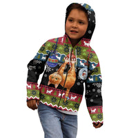 Cat Hanging on Xmas Tree Christmas Kid Hoodie Xmas Holiday Patterns - Wonder Print Shop