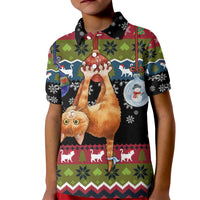 Cat Hanging on Xmas Tree Christmas Kid Polo Shirt Xmas Holiday Patterns - Wonder Print Shop