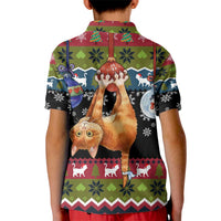 Cat Hanging on Xmas Tree Christmas Kid Polo Shirt Xmas Holiday Patterns - Wonder Print Shop