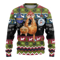Cat Hanging on Xmas Tree Christmas Ugly Christmas Sweater Xmas Holiday Patterns - Wonder Print Shop