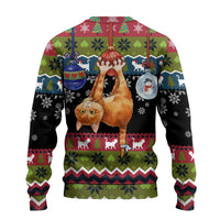 Cat Hanging on Xmas Tree Christmas Ugly Christmas Sweater Xmas Holiday Patterns - Wonder Print Shop