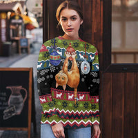 Cat Hanging on Xmas Tree Christmas Ugly Christmas Sweater Xmas Holiday Patterns - Wonder Print Shop