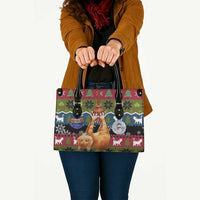 Cat Hanging on Xmas Tree Christmas Leather Bag Xmas Holiday Patterns - Wonder Print Shop