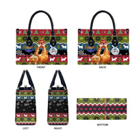 Cat Hanging on Xmas Tree Christmas Leather Bag Xmas Holiday Patterns - Wonder Print Shop