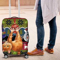 Cat Hanging on Xmas Tree Christmas Luggage Cover Xmas Holiday Patterns - Wonder Print Shop