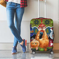 Cat Hanging on Xmas Tree Christmas Luggage Cover Xmas Holiday Patterns - Wonder Print Shop