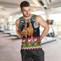 Cat Hanging on Xmas Tree Christmas Men Tank Top Xmas Holiday Patterns - Wonder Print Shop