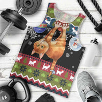Cat Hanging on Xmas Tree Christmas Men Tank Top Xmas Holiday Patterns - Wonder Print Shop