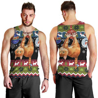 Cat Hanging on Xmas Tree Christmas Men Tank Top Xmas Holiday Patterns - Wonder Print Shop