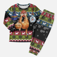 Cat Hanging on Xmas Tree Christmas Pajama Set Xmas Holiday Patterns - Wonder Print Shop