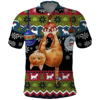 Cat Hanging on Xmas Tree Christmas Polo Shirt Xmas Holiday Patterns - Wonder Print Shop