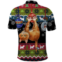 Cat Hanging on Xmas Tree Christmas Polo Shirt Xmas Holiday Patterns - Wonder Print Shop