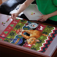 Cat Hanging on Xmas Tree Christmas Puzzle Xmas Holiday Patterns - Wonder Print Shop