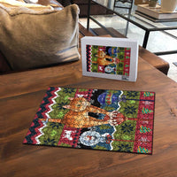 Cat Hanging on Xmas Tree Christmas Puzzle Xmas Holiday Patterns - Wonder Print Shop