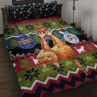 Cat Hanging on Xmas Tree Christmas Quilt Bed Set Xmas Holiday Patterns - Wonder Print Shop