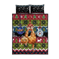 Cat Hanging on Xmas Tree Christmas Quilt Bed Set Xmas Holiday Patterns - Wonder Print Shop