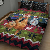 Cat Hanging on Xmas Tree Christmas Quilt Bed Set Xmas Holiday Patterns - Wonder Print Shop