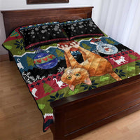 Cat Hanging on Xmas Tree Christmas Quilt Bed Set Xmas Holiday Patterns - Wonder Print Shop