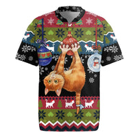 Cat Hanging on Xmas Tree Christmas Rugby Jersey Xmas Holiday Patterns - Wonder Print Shop
