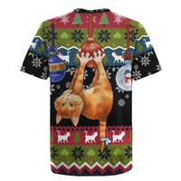 Cat Hanging on Xmas Tree Christmas Rugby Jersey Xmas Holiday Patterns - Wonder Print Shop