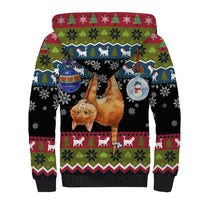 Cat Hanging on Xmas Tree Christmas Sherpa Hoodie Xmas Holiday Patterns - Wonder Print Shop