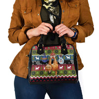 Cat Hanging on Xmas Tree Christmas Shoulder Handbag Xmas Holiday Patterns - Wonder Print Shop