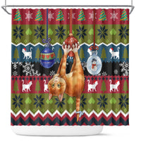 Cat Hanging on Xmas Tree Christmas Shower Curtain Xmas Holiday Patterns - Wonder Print Shop