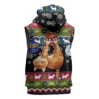 Cat Hanging on Xmas Tree Christmas Sleeveless Zip Hoodie Xmas Holiday Patterns - Wonder Print Shop