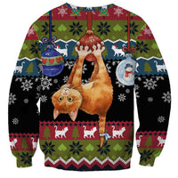 Cat Hanging on Xmas Tree Christmas Sweatshirt Xmas Holiday Patterns - Wonder Print Shop