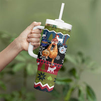 Cat Hanging on Xmas Tree Christmas Tumbler With Handle Xmas Holiday Patterns - Wonder Print Shop