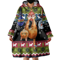 Cat Hanging on Xmas Tree Christmas Wearable Blanket Hoodie Xmas Holiday Patterns - Wonder Print Shop