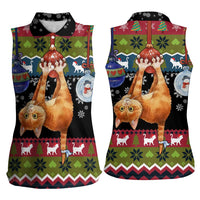 Cat Hanging on Xmas Tree Christmas Women Sleeveless Polo Shirt Xmas Holiday Patterns - Wonder Print Shop