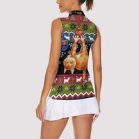 Cat Hanging on Xmas Tree Christmas Women Sleeveless Polo Shirt Xmas Holiday Patterns - Wonder Print Shop