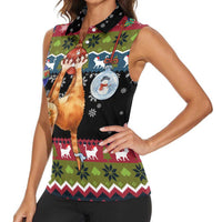 Cat Hanging on Xmas Tree Christmas Women Sleeveless Polo Shirt Xmas Holiday Patterns - Wonder Print Shop