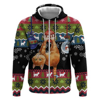 Cat Hanging on Xmas Tree Christmas Zip Hoodie Xmas Holiday Patterns - Wonder Print Shop
