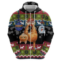 Cat Hanging on Xmas Tree Christmas Zip Hoodie Xmas Holiday Patterns - Wonder Print Shop