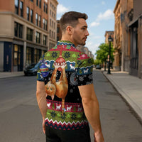 Cat Hanging on Xmas Tree Christmas Zipper Polo Shirt Xmas Holiday Patterns - Wonder Print Shop