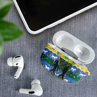 Gabon Christmas AirPods Case with Black Panthers Carrying Tree and Green Yellow Snowflake Pattern - Wonder Print Shop