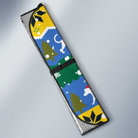 Gabon Christmas Auto Sun Shade with Black Panthers Carrying Tree and Green Yellow Snowflake Pattern - Wonder Print Shop