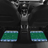 Gabon Christmas Car Mats with Black Panthers Carrying Tree and Green Yellow Snowflake Pattern - Wonder Print Shop