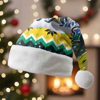 Gabon Christmas Santa Hat with Black Panthers Carrying Tree and Green Yellow Snowflake Pattern - Wonder Print Shop