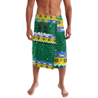 Gabon Christmas Lavalava with Black Panthers Carrying Tree and Green Yellow Snowflake Pattern - Wonder Print Shop