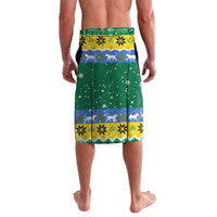 Gabon Christmas Lavalava with Black Panthers Carrying Tree and Green Yellow Snowflake Pattern - Wonder Print Shop