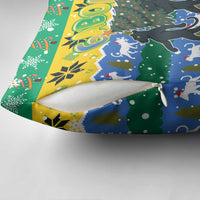 Gabon Christmas Pillow Cover with Black Panthers Carrying Tree and Green Yellow Snowflake Pattern - Wonder Print Shop