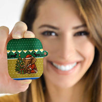 Gabon Christmas AirPods Case with Pixel Art Elephant Santa Christmas Tree and Flag Colors Pattern - Wonder Print Shop