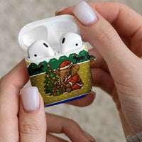 Gabon Christmas AirPods Case with Pixel Art Elephant Santa Christmas Tree and Flag Colors Pattern - Wonder Print Shop