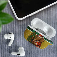 Gabon Christmas AirPods Case with Pixel Art Elephant Santa Christmas Tree and Flag Colors Pattern - Wonder Print Shop
