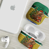 Gabon Christmas AirPods Case with Pixel Art Elephant Santa Christmas Tree and Flag Colors Pattern - Wonder Print Shop